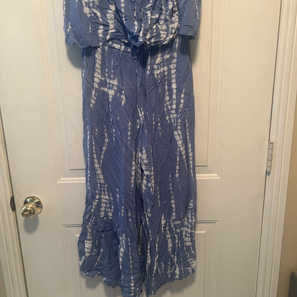 Japna Blue and White Tie-Dye Jumpsuit